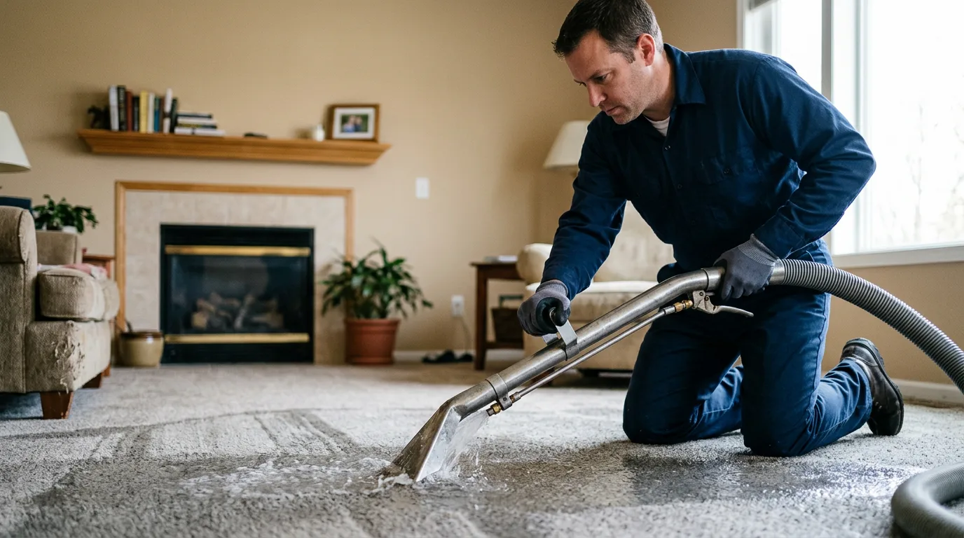 Water damage restoration technician working near Edison, GA